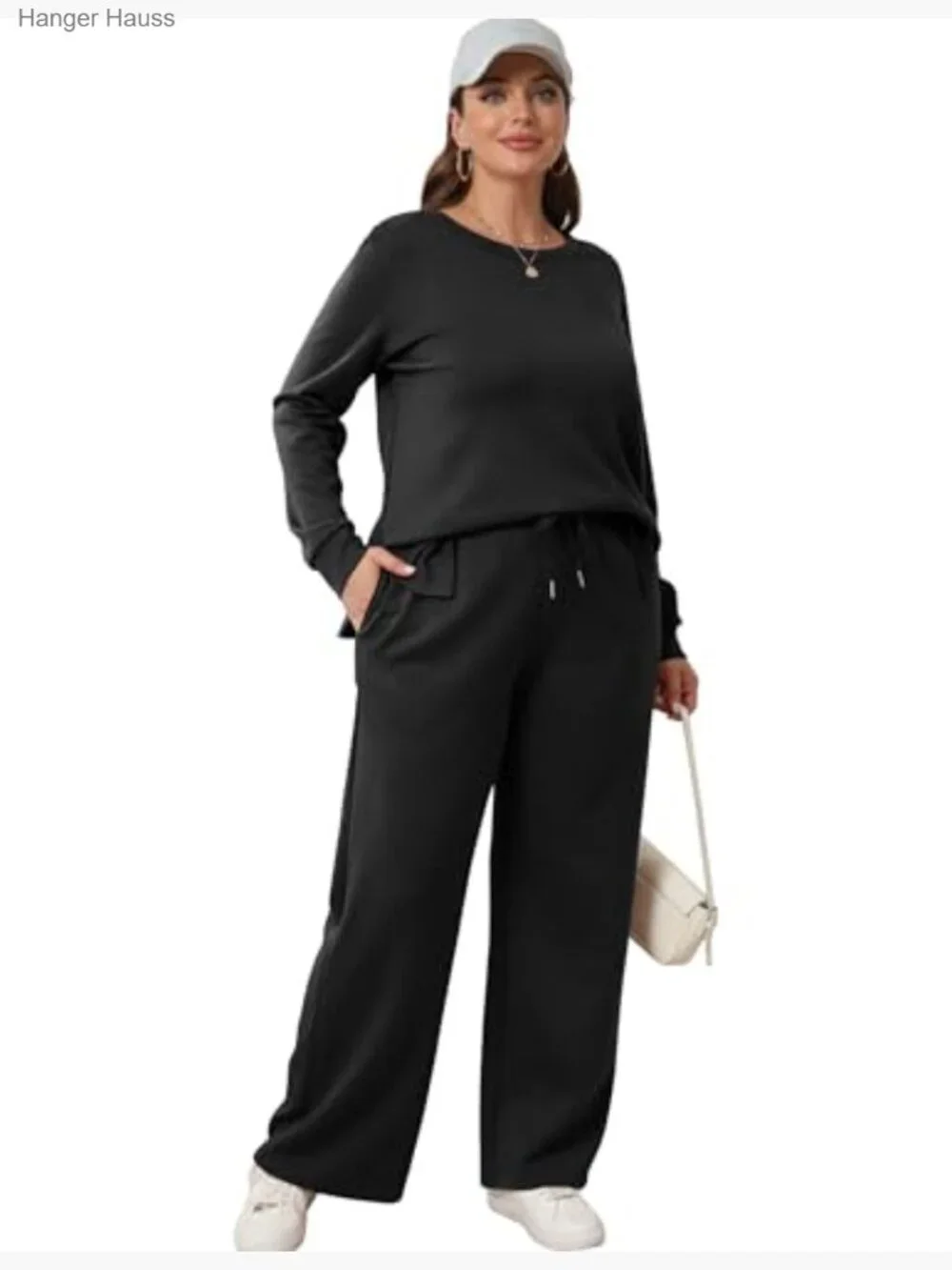 Women's 2 Piece Lounge Sets Side Slit Outfits Wide Leg Tracksuit Comfy - Picture 4 of 7